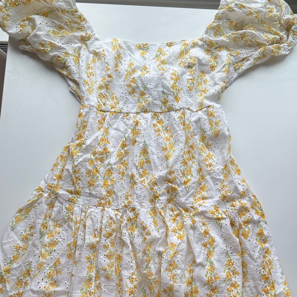 Jessica Simpson White and Yellow Floral Mini Dress